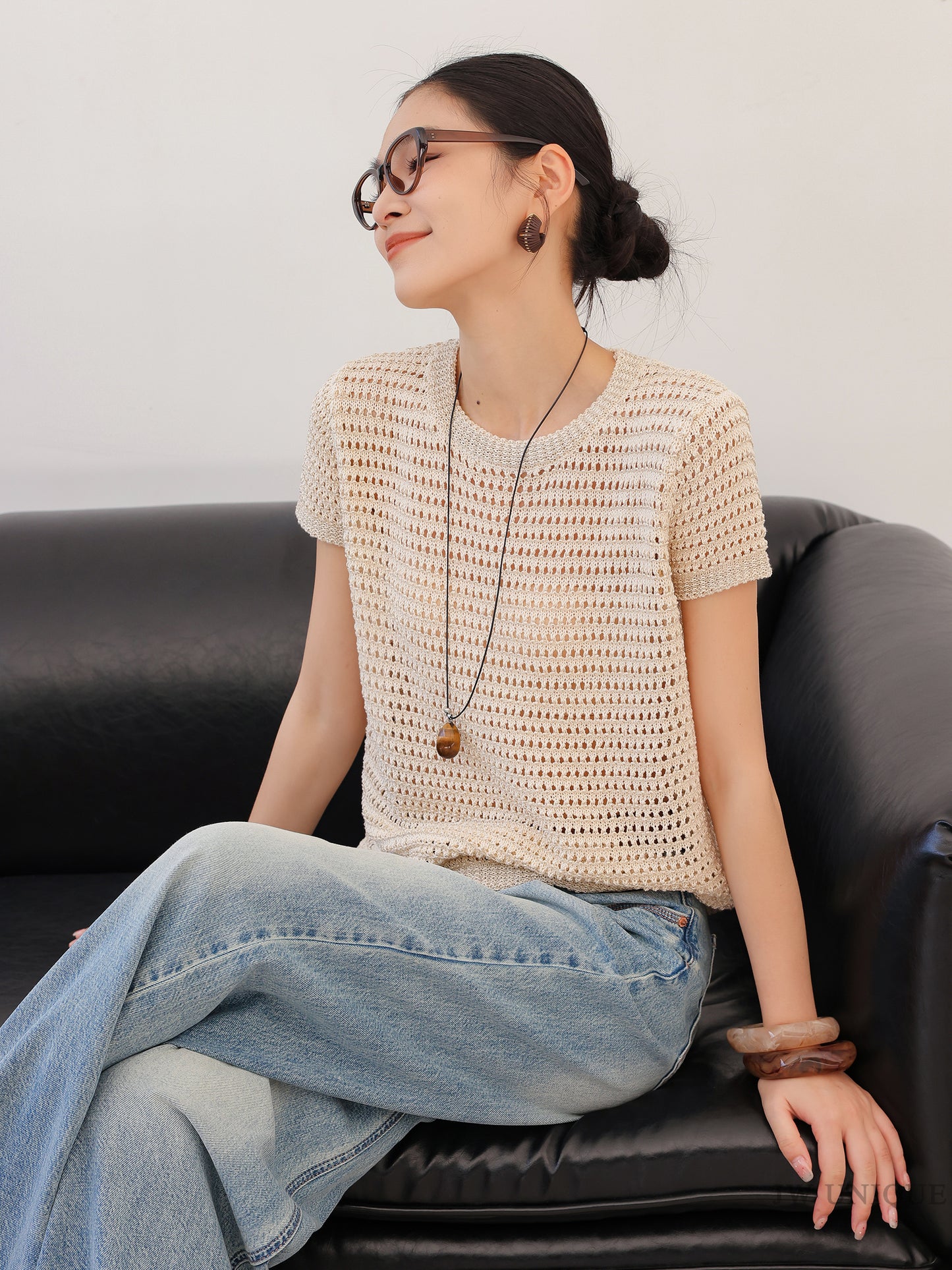 チェーンメッシュシアーニットTシャツ 3946