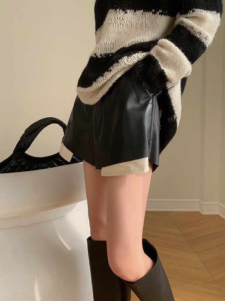 フェイクレザーショートパンツ 3924