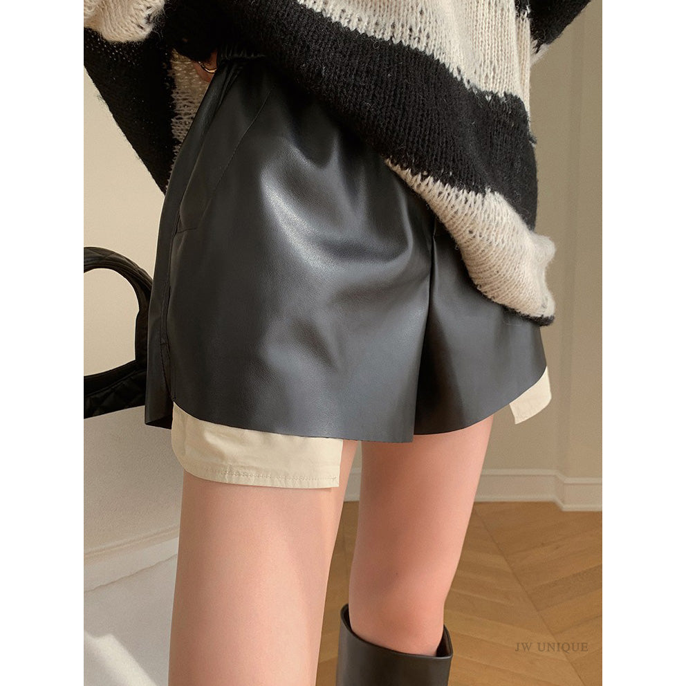 フェイクレザーショートパンツ 3924