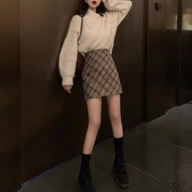 全2色 オープンカラーモヘアセーター (3790)