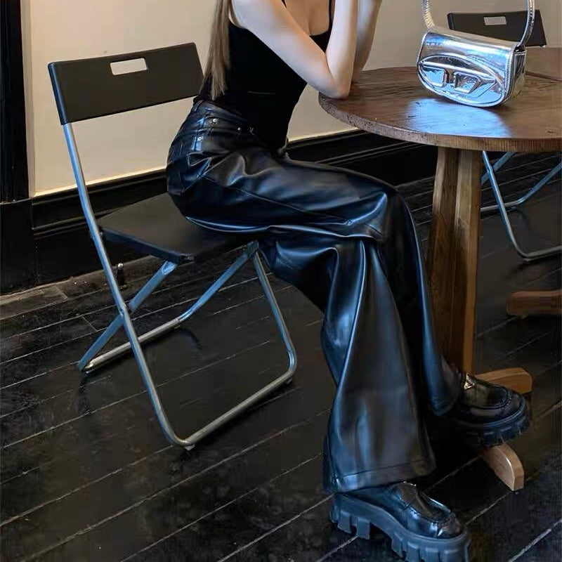 PUレザーストレートパンツ (3808)