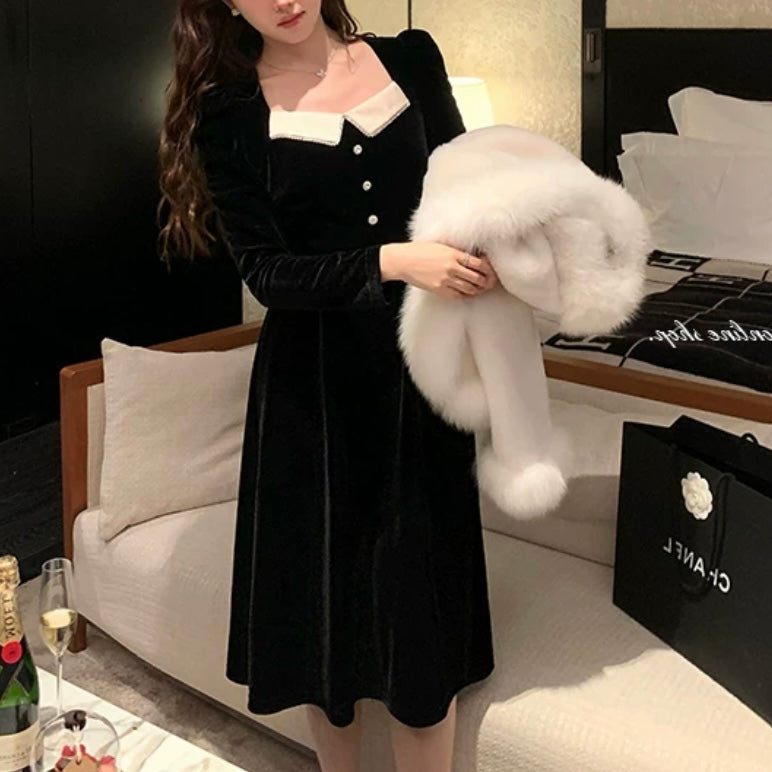 デザインスクエアネックワンピース (3839)
