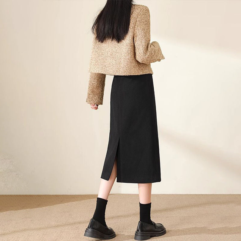 ウール混ミディスカート 3987