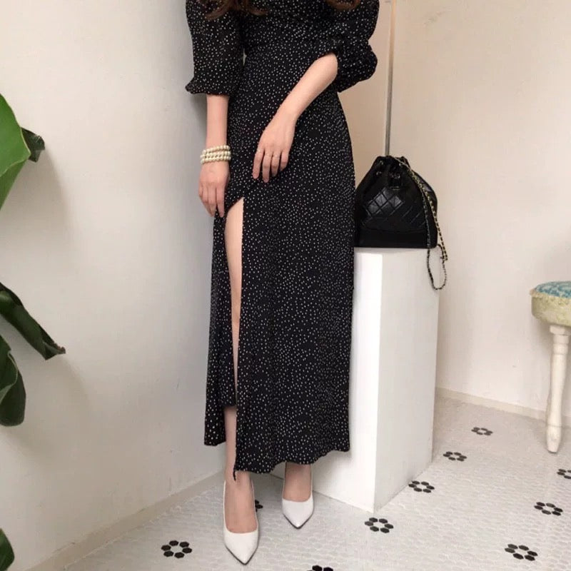 カシュクールロングスリットワンピース (3337)
