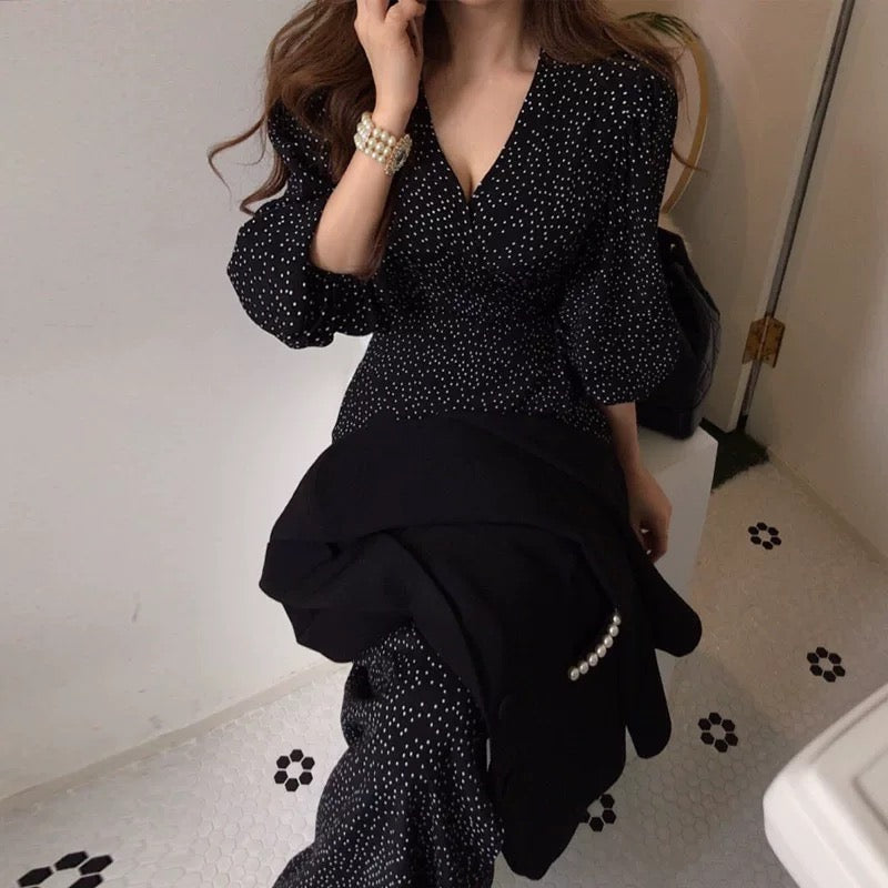 カシュクールロングスリットワンピース (3337)