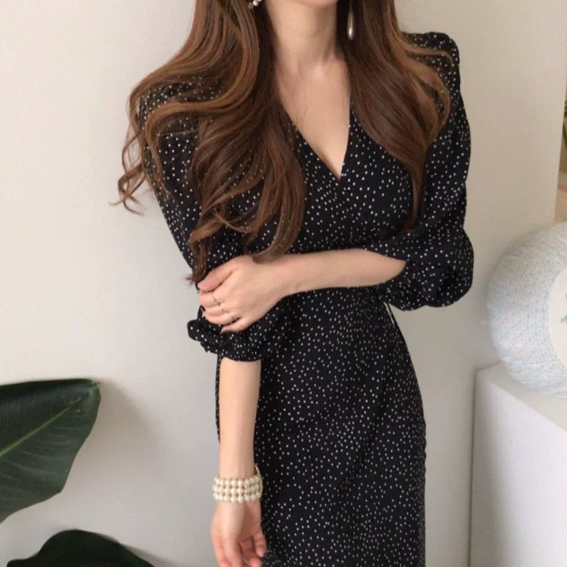 カシュクールロングスリットワンピース (3337)