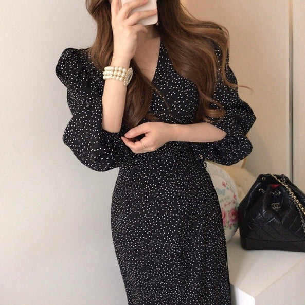 カシュクールロングスリットワンピース (3337)