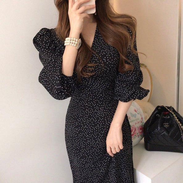 カシュクールロングスリットワンピース (3337)