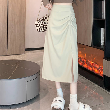 サイドスリット ギャザーデザインスカート　3991