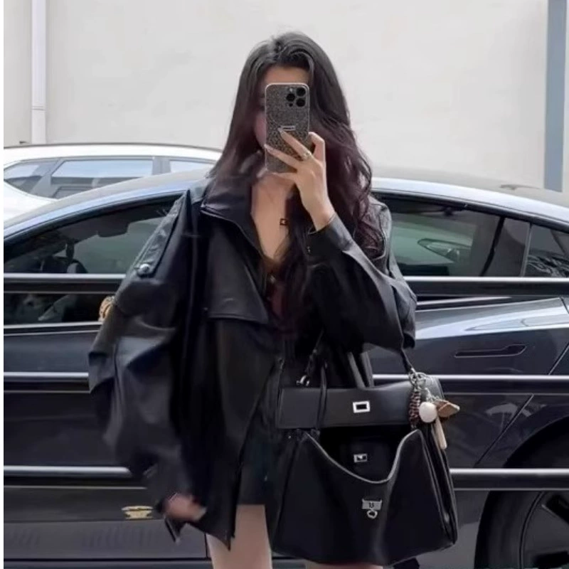 オーバーサイズフェイクレザーブルゾン 4004