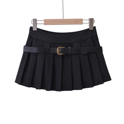 ベルト付きプリーツミニスカート 4003