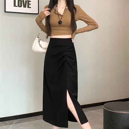 サイドスリット ギャザーデザインスカート　3991