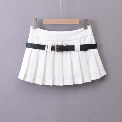 ベルト付きプリーツミニスカート 4003