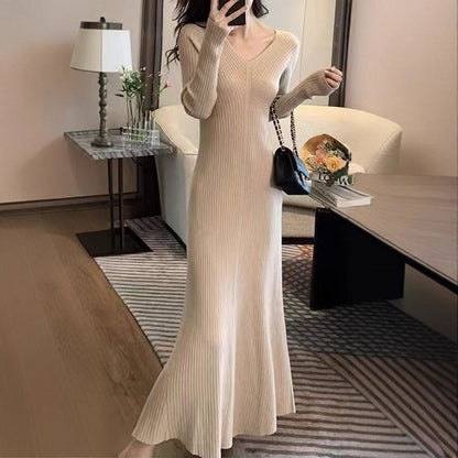 リブニットマーメイドワンピース 3974