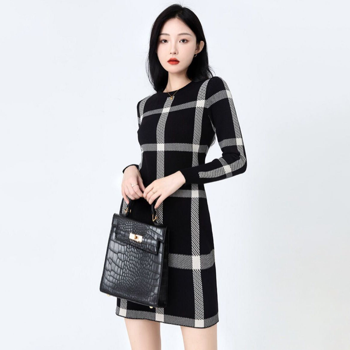 チェックラインワンピース　3989