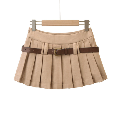 ベルト付きプリーツミニスカート 4003