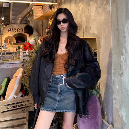 オーバーサイズフェイクレザーブルゾン 4004