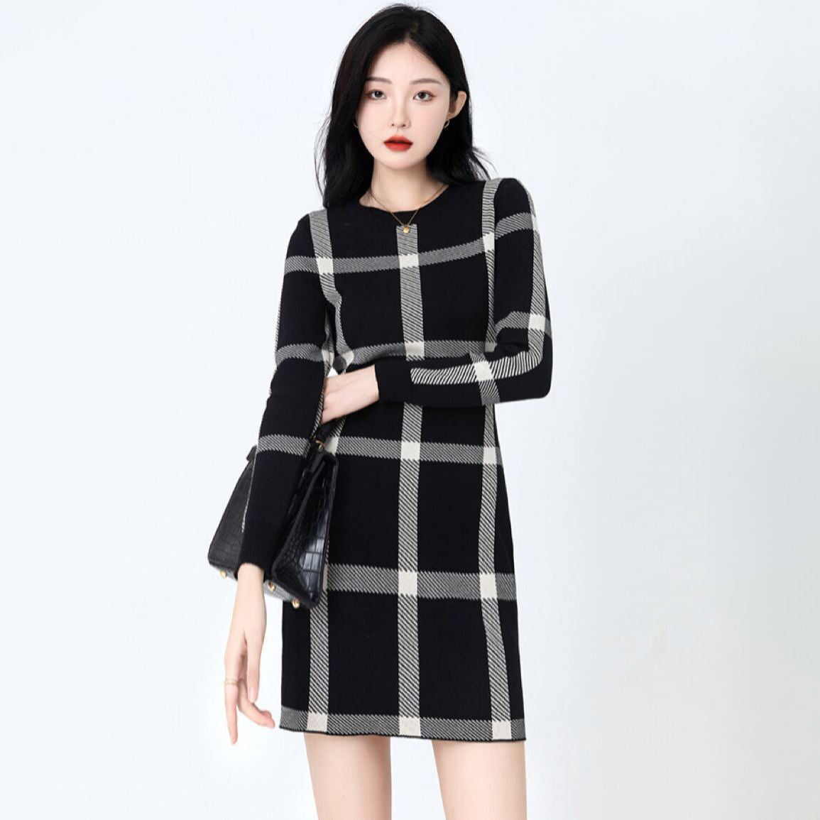 チェックラインワンピース　3989