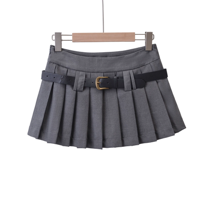 ベルト付きプリーツミニスカート 4003