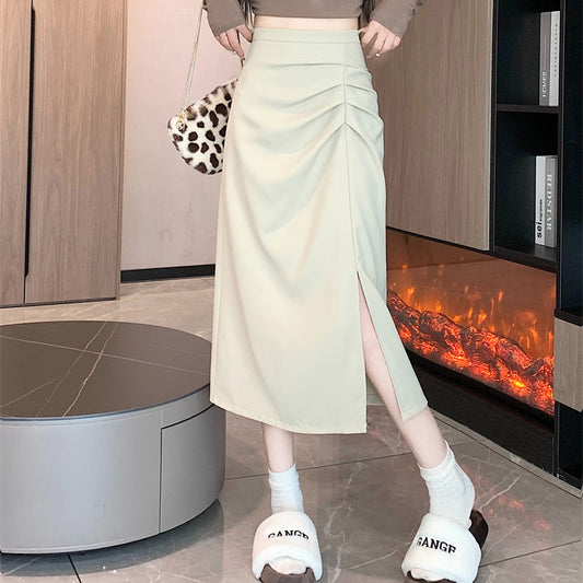 サイドスリット ギャザーデザインスカート　3991