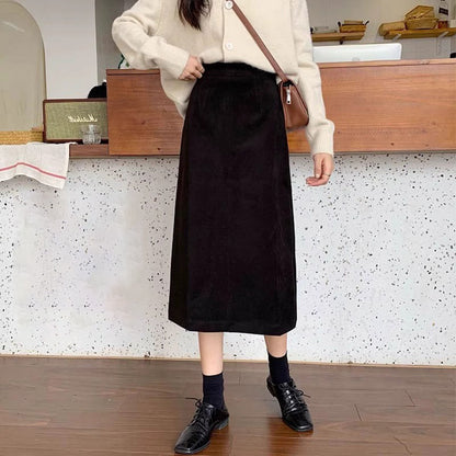 ウール混ミディスカート　3987