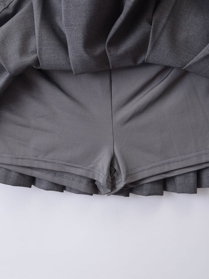 ベルト付きプリーツミニスカート 4003