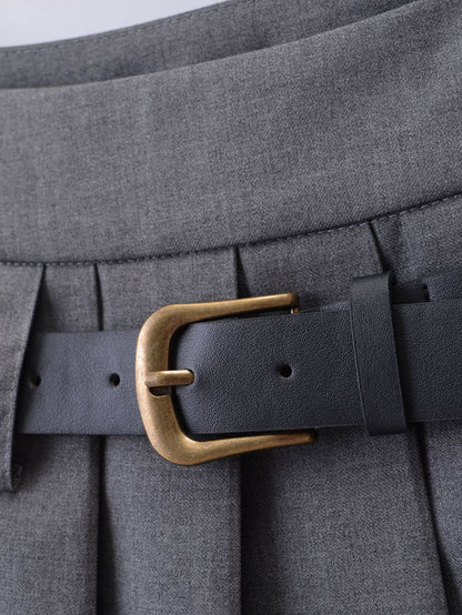 ベルト付きプリーツミニスカート 4003