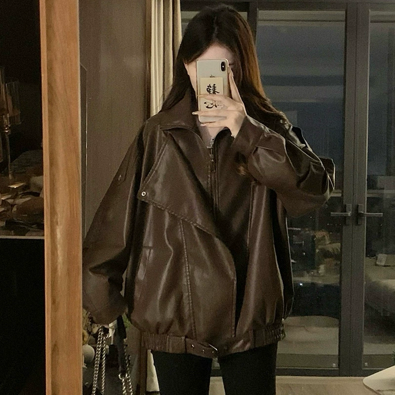 オーバーサイズフェイクレザーブルゾン 4004