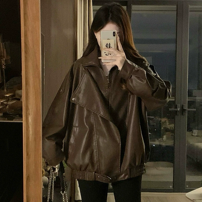 オーバーサイズフェイクレザーブルゾン 4004