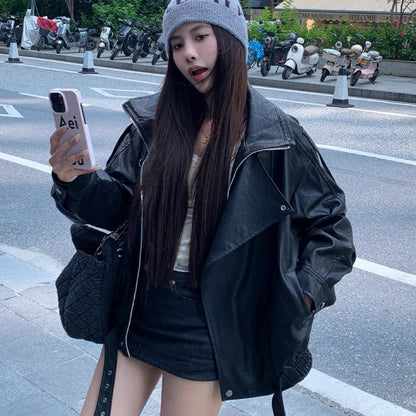 オーバーサイズフェイクレザーブルゾン 4004