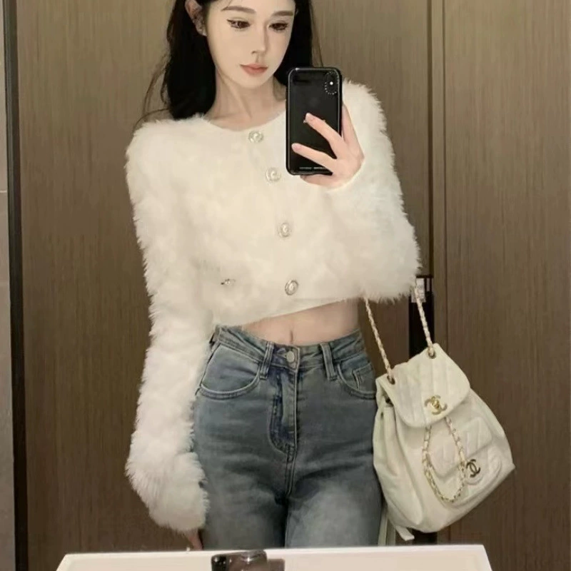 パールボタンシャギーニットカーディガン 3995