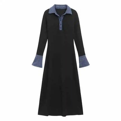 コントラストカラーポロニットワンピース　3985