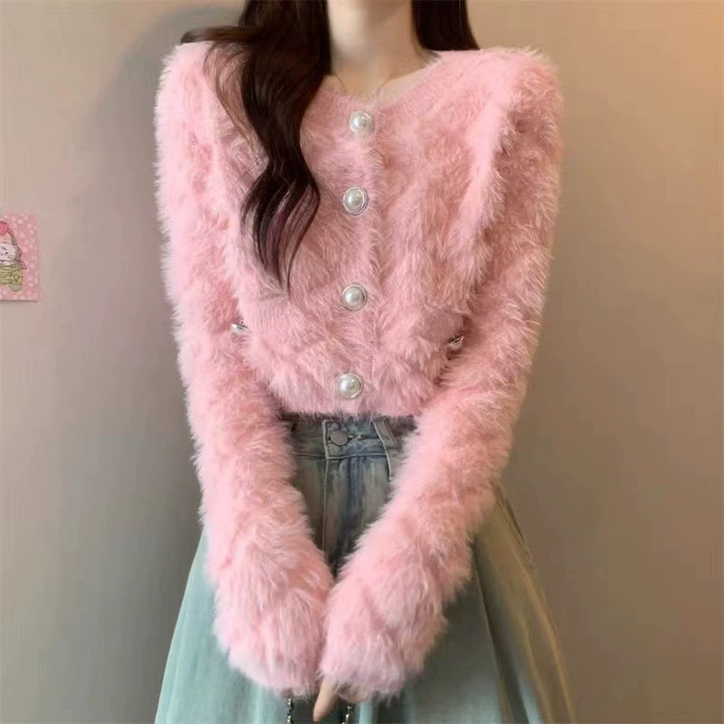 パールボタンシャギーニットカーディガン 3995