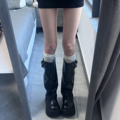 ダブルベルトサイドジップロングカバーブーツ 4002