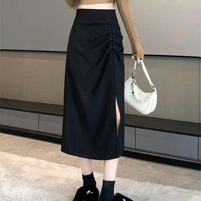 サイドスリット ギャザーデザインスカート　3991